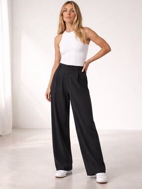 Vuori Villa Trouser Long Black Wide Leg High Rise Pant XL NWT lightweight travel